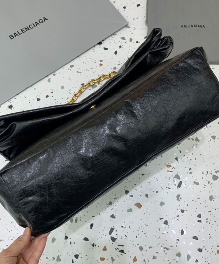 Balen.ciaga Monaco Large Chain Bag Black