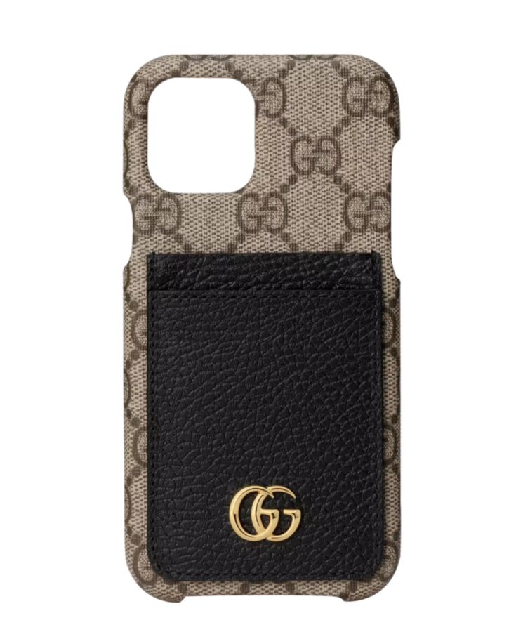 G.U.C.C GG Marmont, iPhone Case, Luxury iPhone Case, G.U.C.C iPhone Case, GG Supreme Canvas, Black Leather iPhone Case