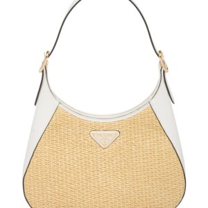 Pra.-da Fabric and Leather Shoulder Bag, Luxury Pra.-da Bags, Designer Leather Bags