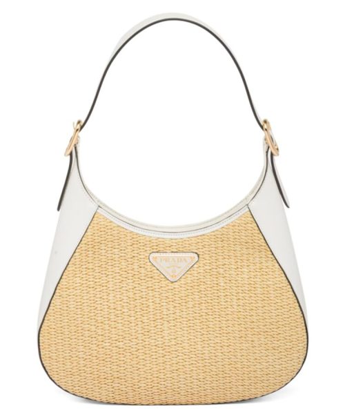 Pra.-da Fabric and Leather Shoulder Bag, Luxury Pra.-da Bags, Designer Leather Bags