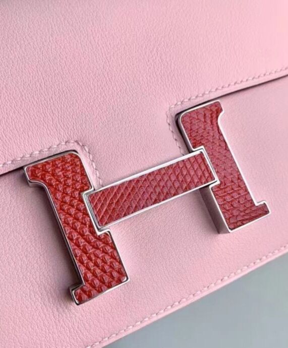 Her..mes Constance 18 Mini Bag Swift Leather Lizard Buckle Pink