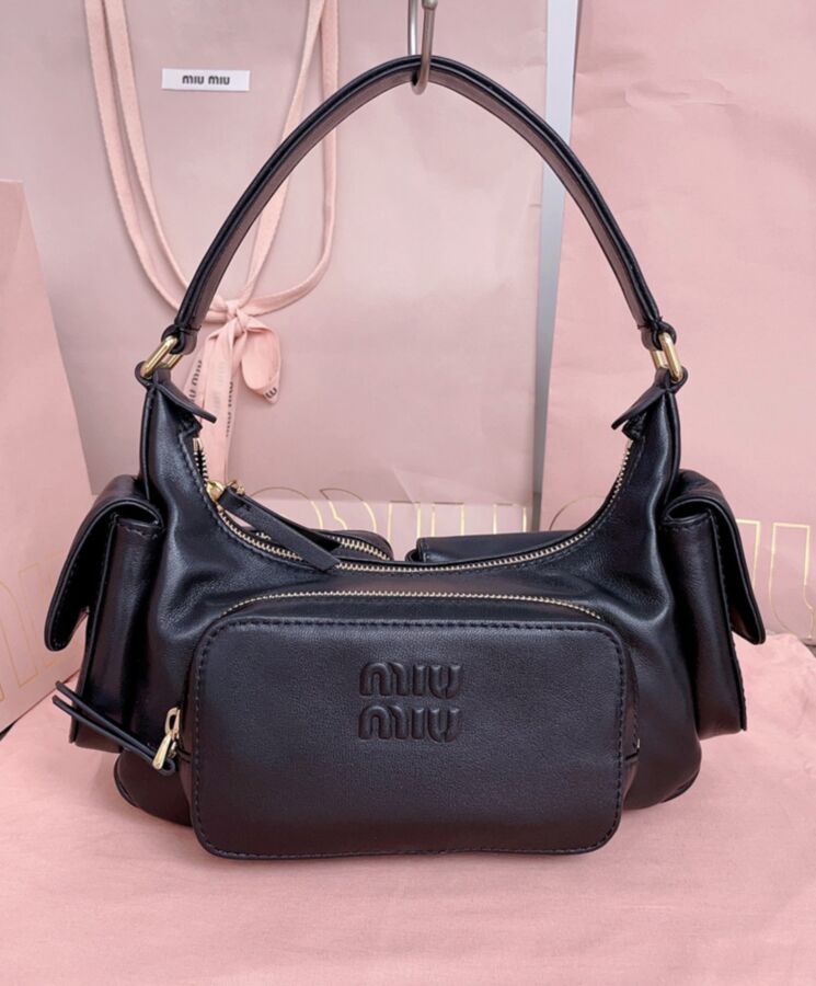 Miu*miu Nappa Leather, Luxury Leather Bag, Pocket Bag 5BC146, Designer Leather Bag