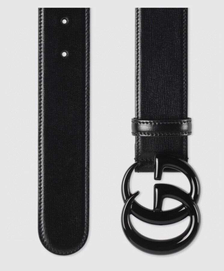 G.U.C.C GG Marmont, Wide Belt Black, Premium Cowhide Leather Belt