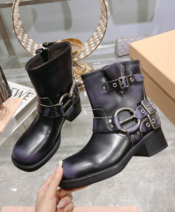 Miu*miu Women’s Vintage-look, Leather Booties Black, Vintage Leather Boots, Miu Miu, Women's Footwear