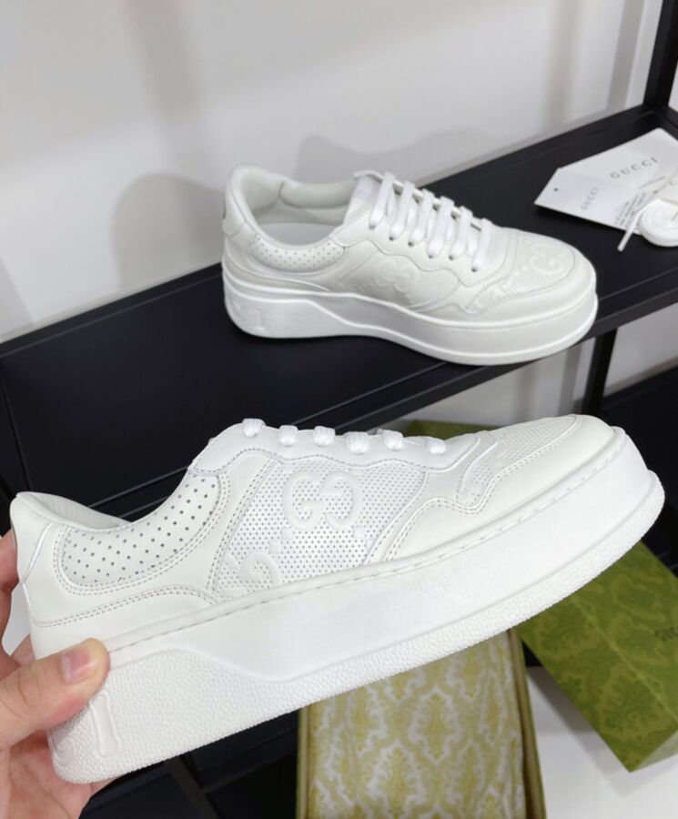 G.U.C.C Unisex GG Embossed Sneaker White