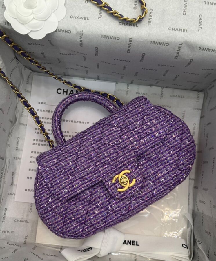 Cha.nel Small Bag With Top Handle AS4573 Purple