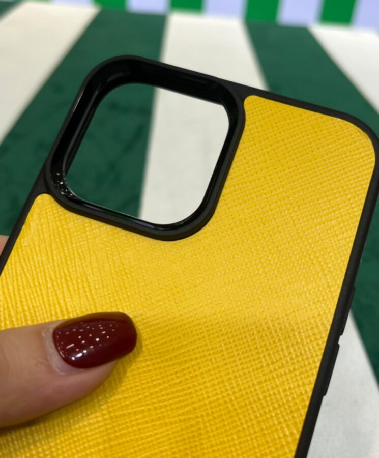 Pra.-da Saffiano Cover For IPhone 1ZH131 Yellow