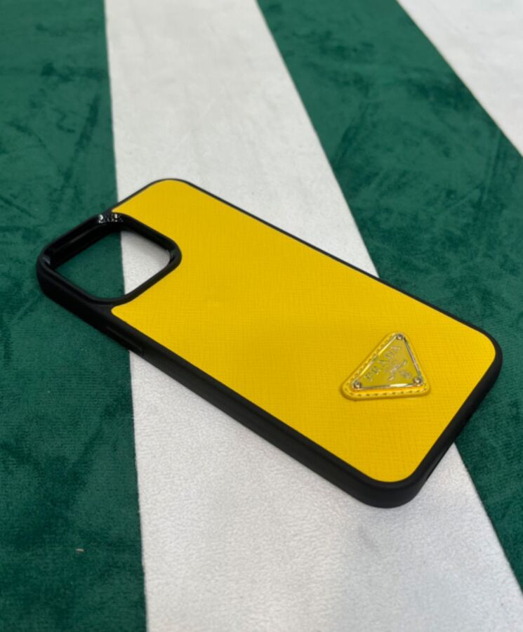 Pra.-da Saffiano Cover For IPhone 1ZH131 Yellow