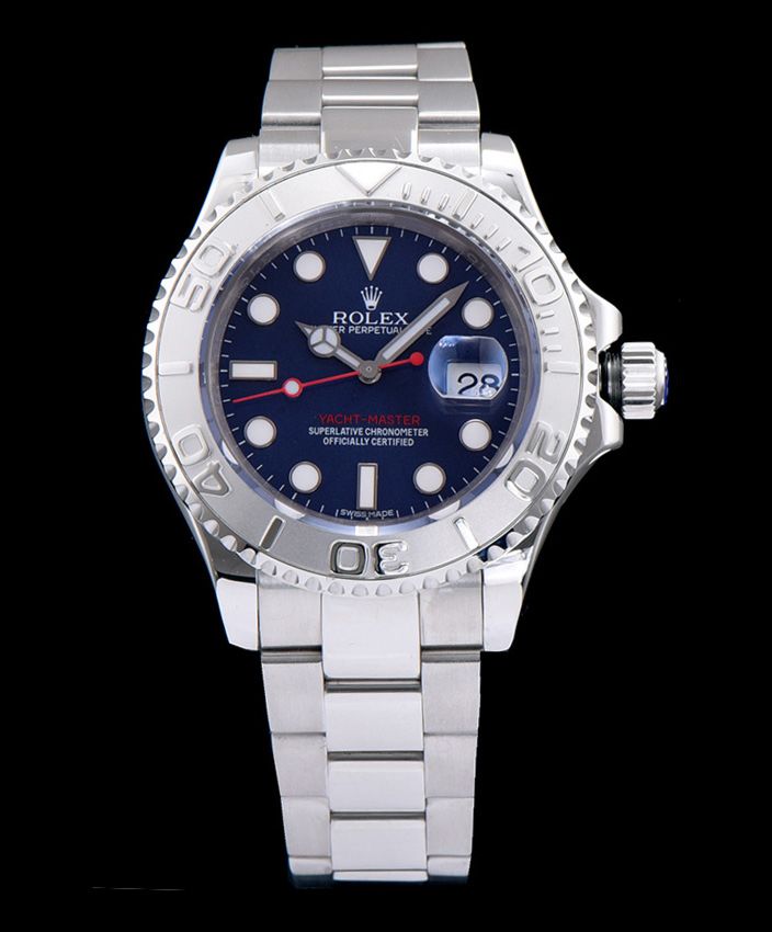 Ro.le.x Stainless Steel Men s Yacht Master Watch Blue