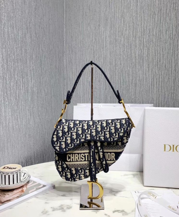 Di.ar Saddle Original Oblique Embroidered Canvas Bag