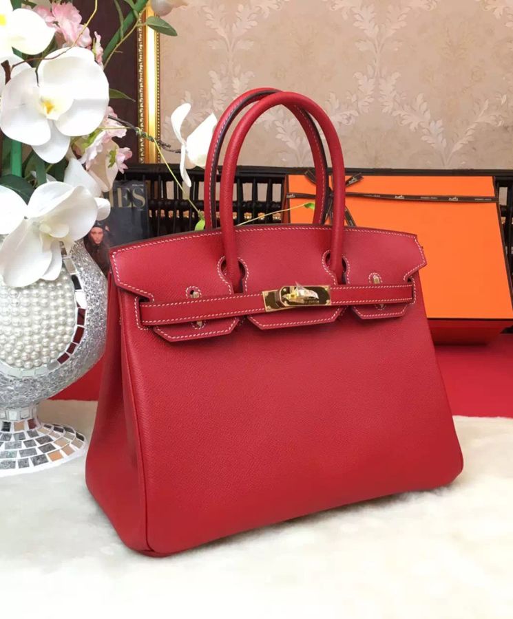 Her..mes Birkin 35 Bag Togo Leather Red