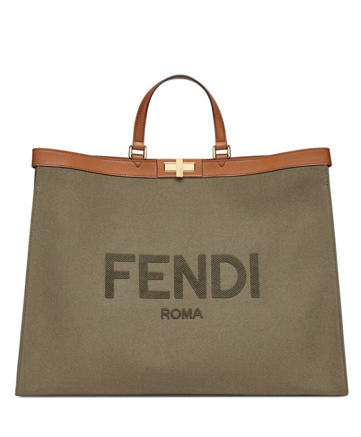 Fen.di Peekaboo X-tote Canvas bag 8BH374 Khaki