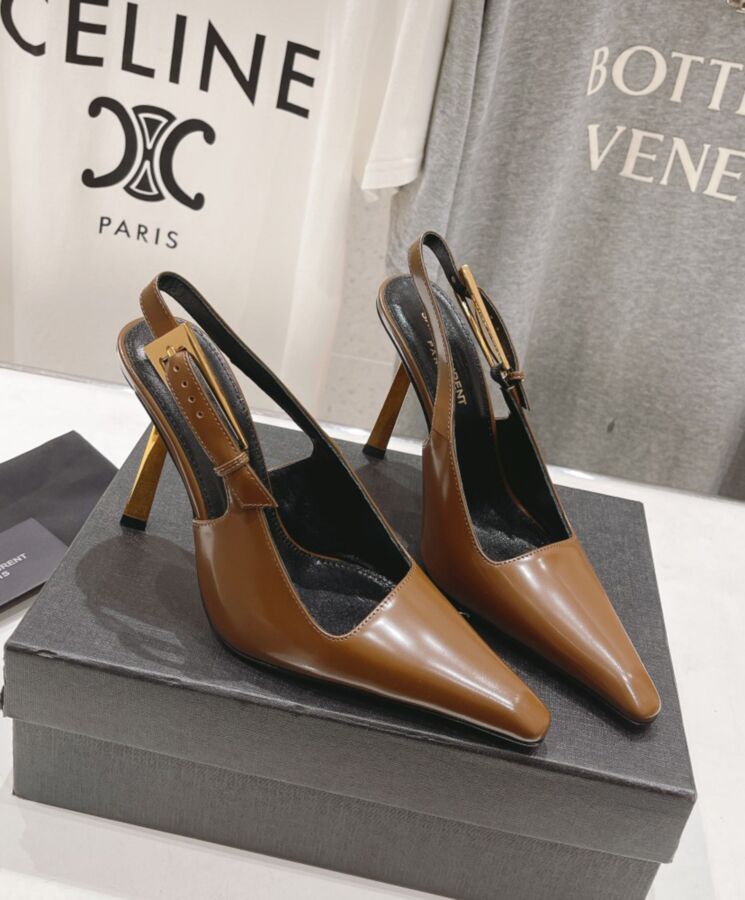 Saint.Lau.rent Women’s Lee Slingback Pumps In Glazed Leather