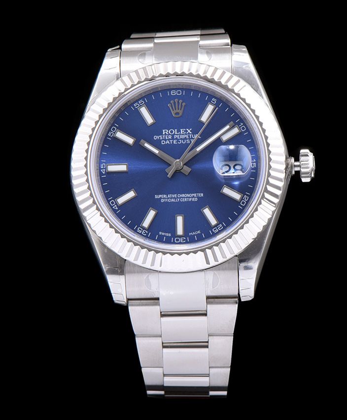 Ro.le.x Datejust Watches with luminous hour markers Blue