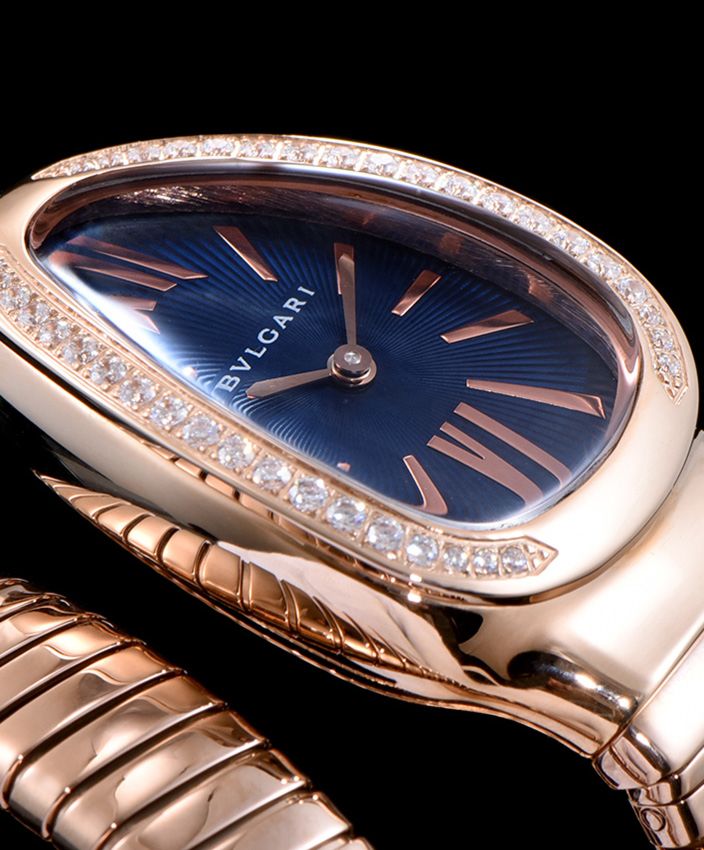 Bvl.gar 18ct rose-gold, Diamond Watch Blue, Luxury timepiece, Quartz movement