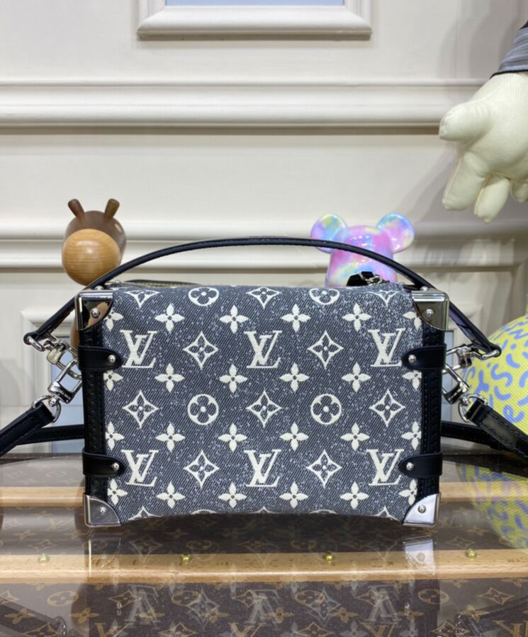 L.*V Side Trunk M21460, Monogram Jacquard Denim Handbag, Luxury Handbag, Designer Bag, L.*V Side Trunk