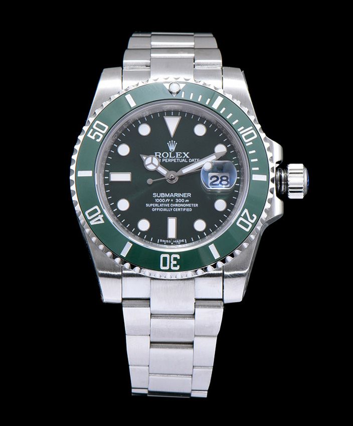 Ro.le.x Stainless Steel Submariner Watch Green