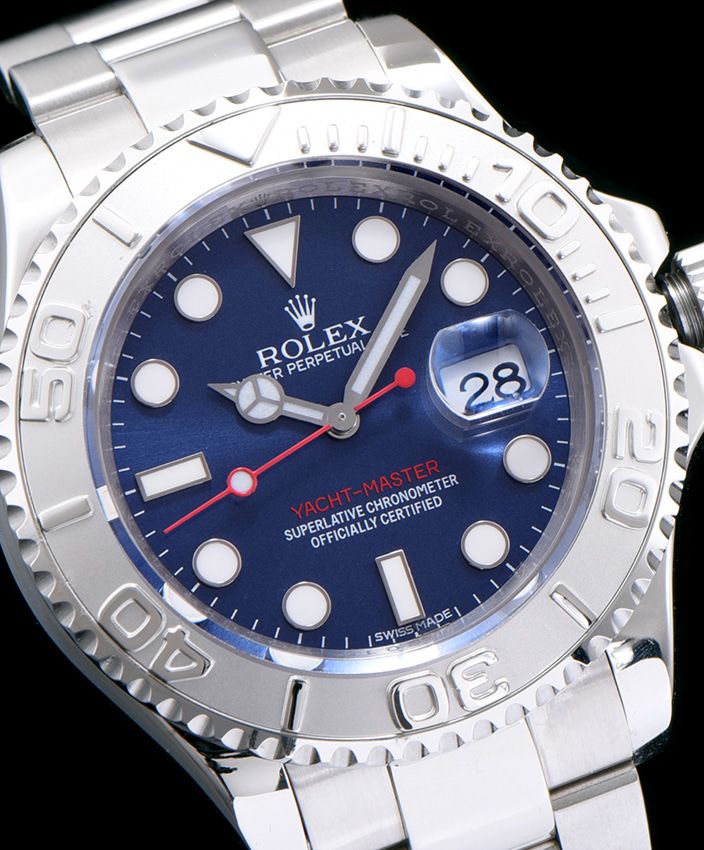 Ro.le.x Stainless Steel Men s Yacht Master Watch Blue