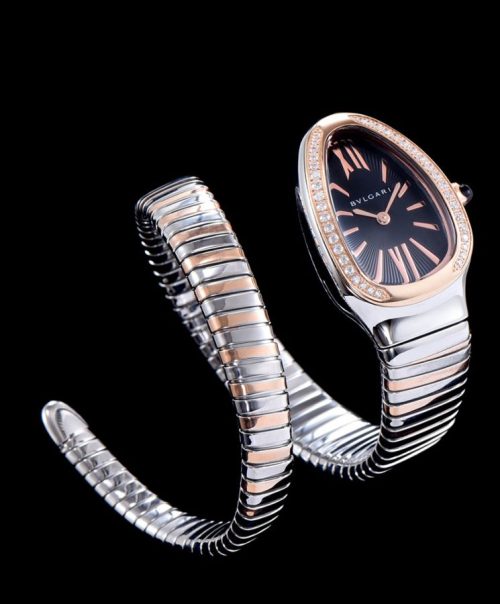 Bvl.gar 18-carat pink-gold, Luxury Bvl.gar Watch, Bvl.gar-Bvl.gar collection, Pink-Gold and Steel Watch, Precise Quartz Movement