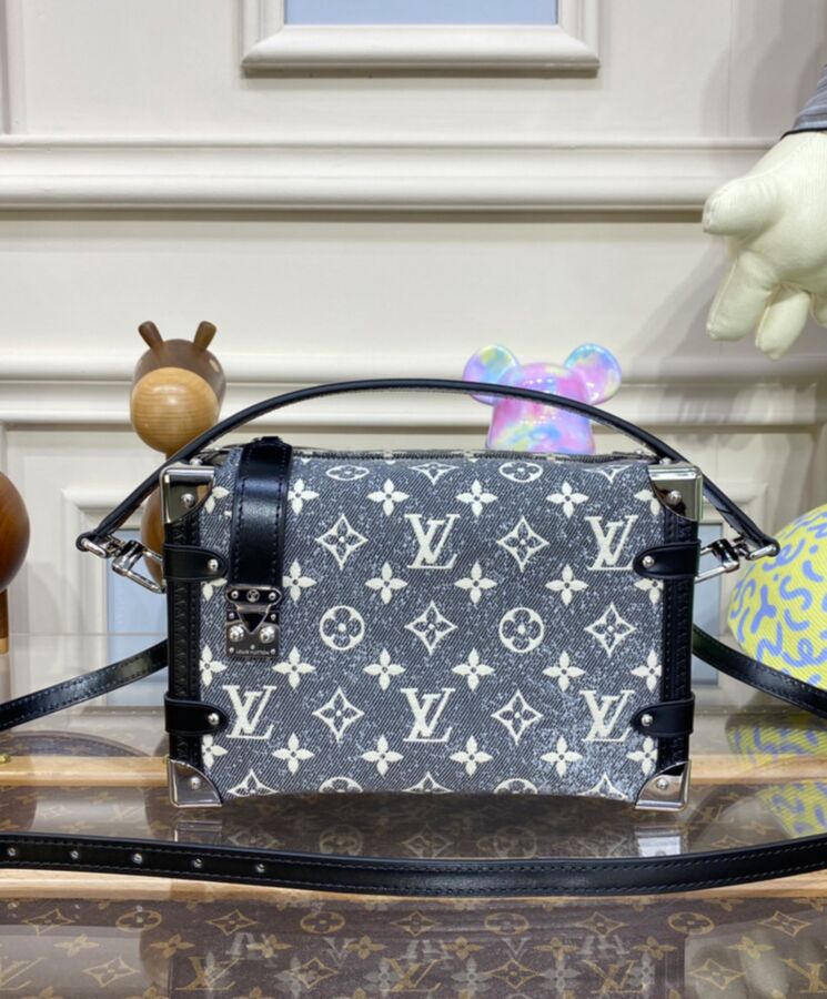 L.*V Side Trunk M21460, Monogram Jacquard Denim Handbag, Luxury Handbag, Designer Bag, L.*V Side Trunk