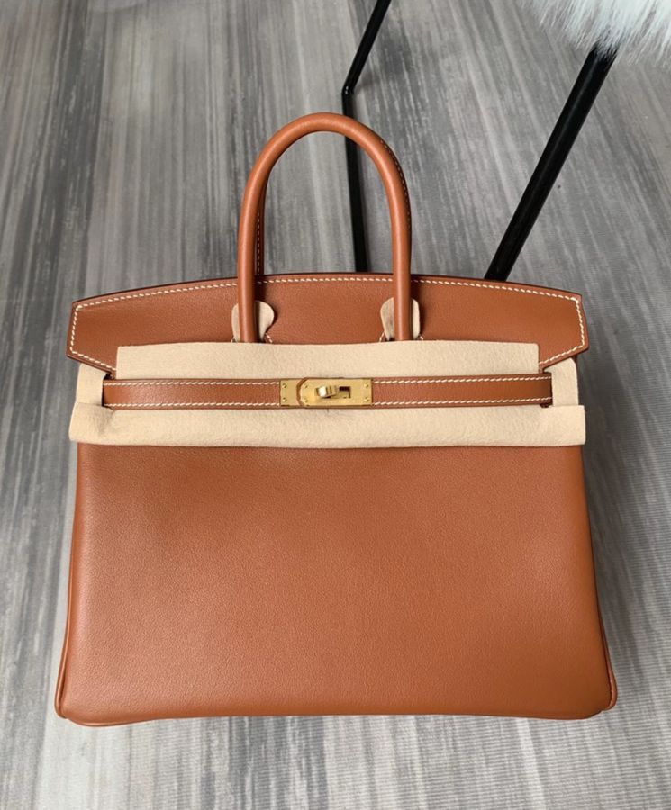 Her..mes Birkin 25 Swift Leather Light Coffee