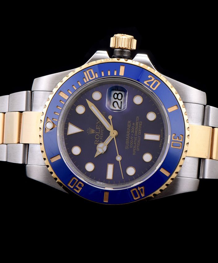 Ro.le.x Gold Submariner Watch Blue