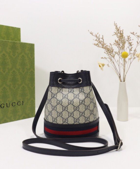 G.U.C.C Ophidia Mini GG Bucket Bag 550620 Dark Blue