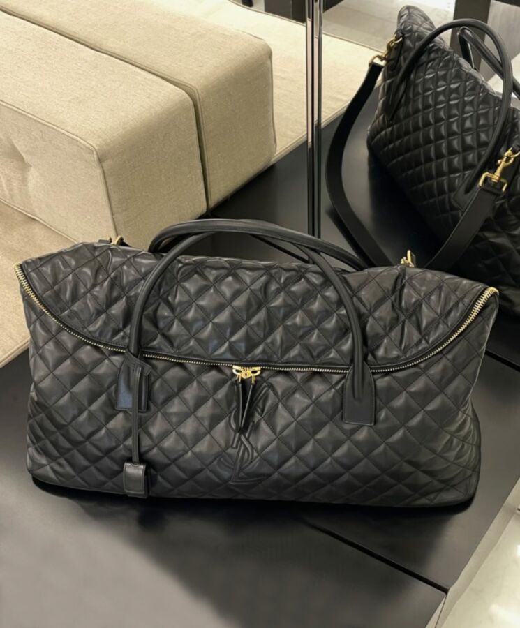 Saint.Lau.rent Es Giant Travel Bag In Quilted Leather Black