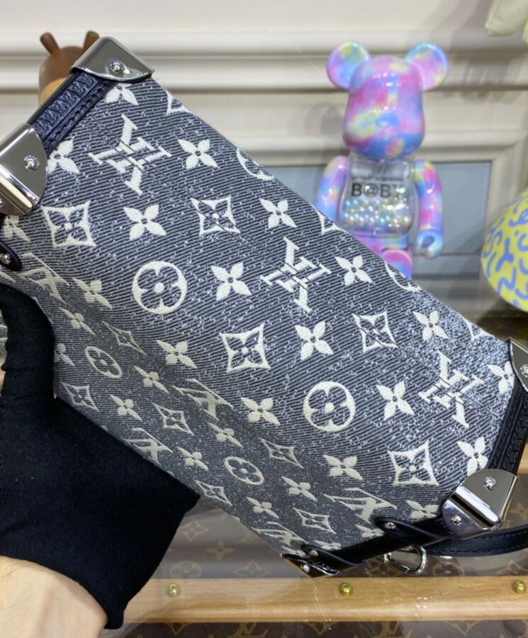 L.*V Side Trunk M21460, Monogram Jacquard Denim Handbag, Luxury Handbag, Designer Bag, L.*V Side Trunk