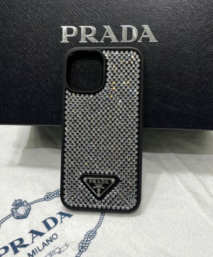 Pra.-da Crystal-studded iPhone Cover 1ZH133 Black