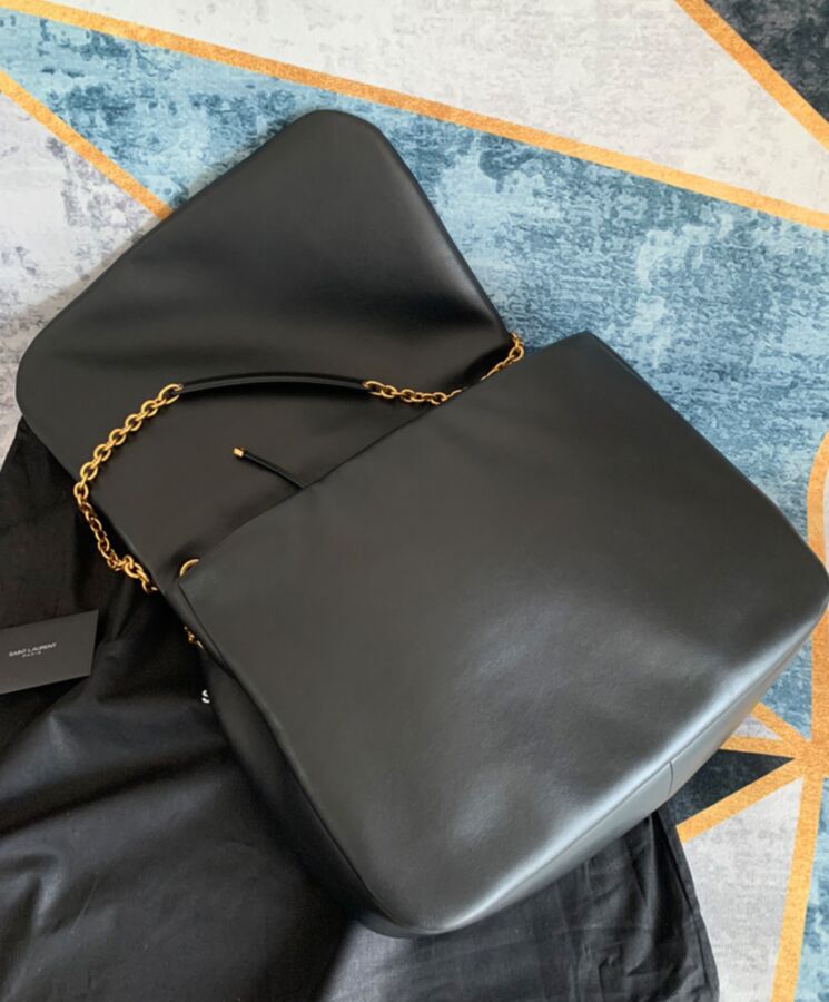 Saint.Lau.rent Jamie, Lambskin Black Bag, Nappa Leather Bag, Quilted Carre Rive Gauche, Light Bronze Metal Hardware, Metal-Free Tanned Leather, Cotton Lining, Adjustable Sliding Chain