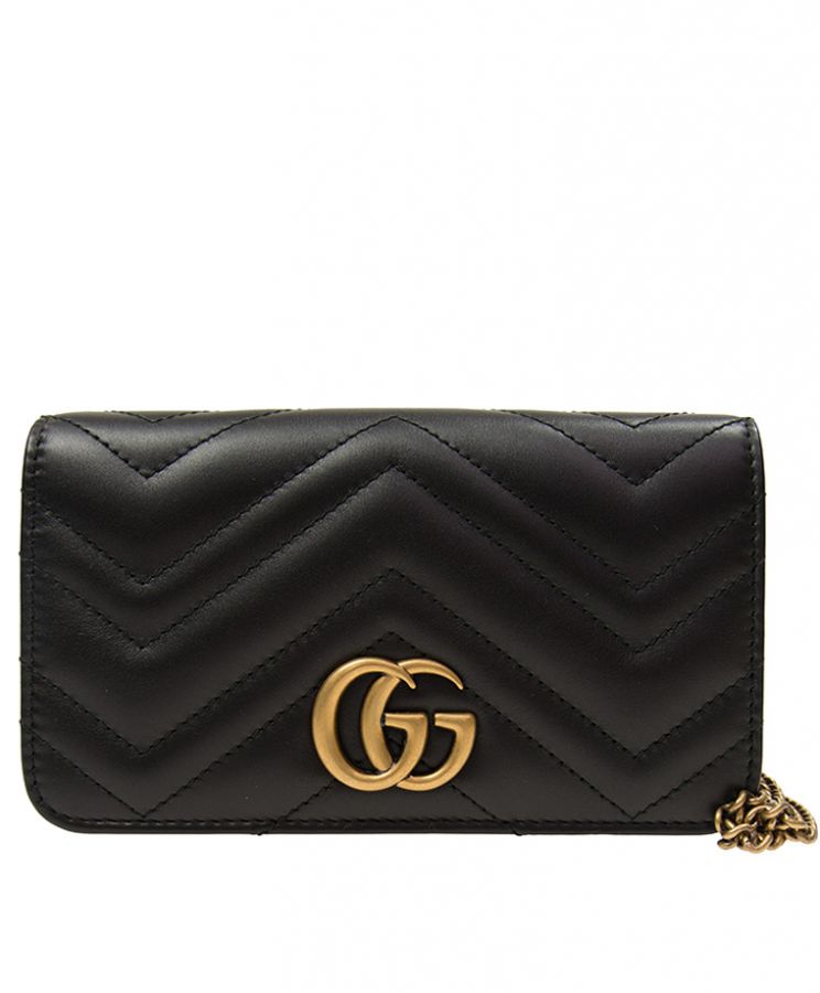 G.U.C.C Marmont GG Mini Quilted Black Leather Cross Body Bag 488426 Black