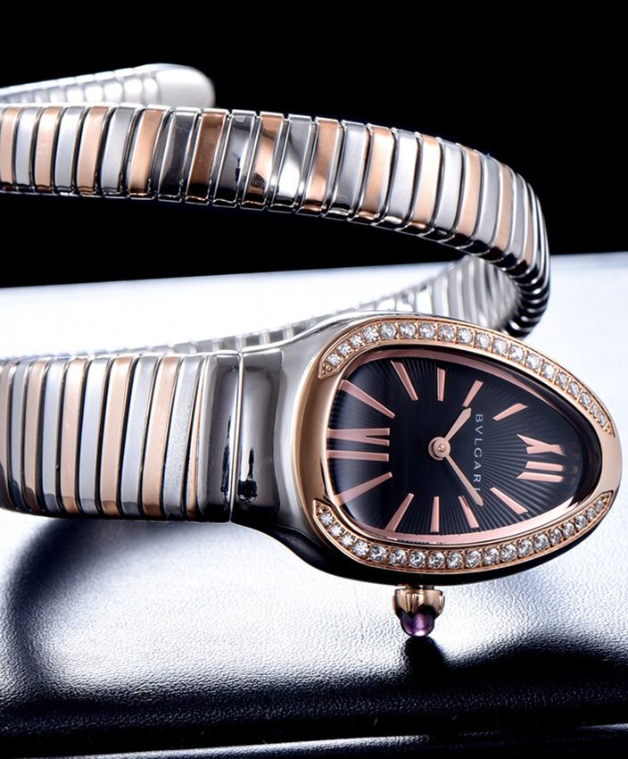 Bvl.gar 18-carat pink-gold, Luxury Bvl.gar Watch, Bvl.gar-Bvl.gar collection, Pink-Gold and Steel Watch, Precise Quartz Movement