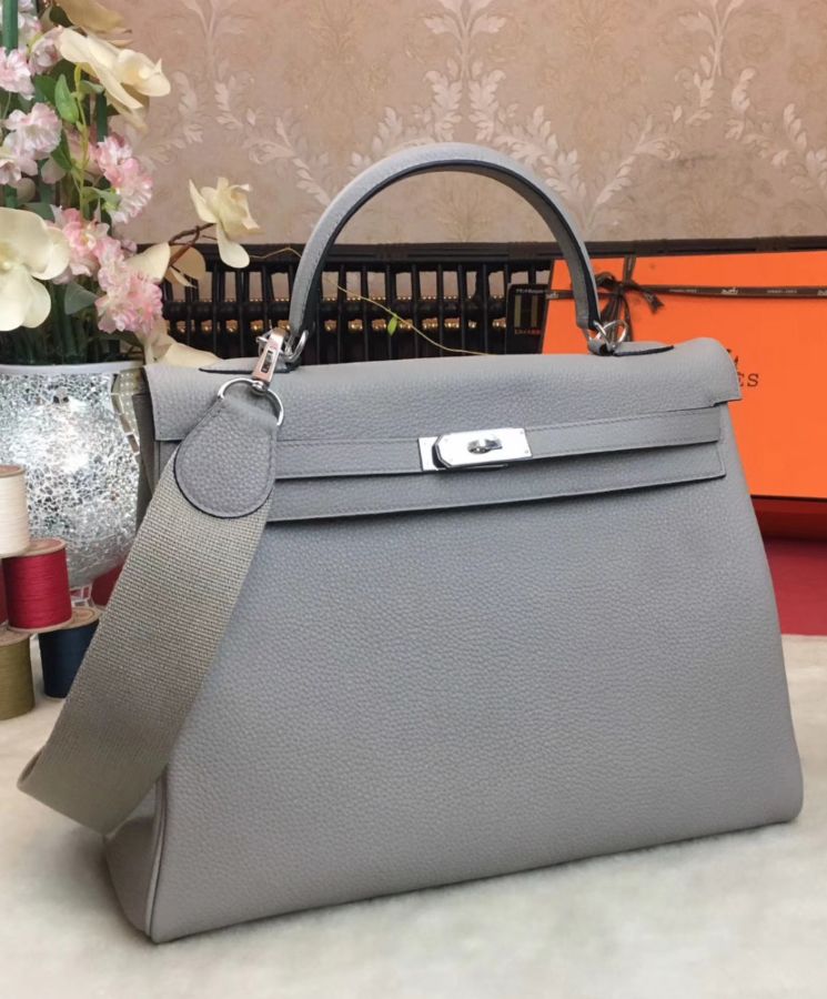 Her..mes Kelly Bag 35 Togo Leather Gray