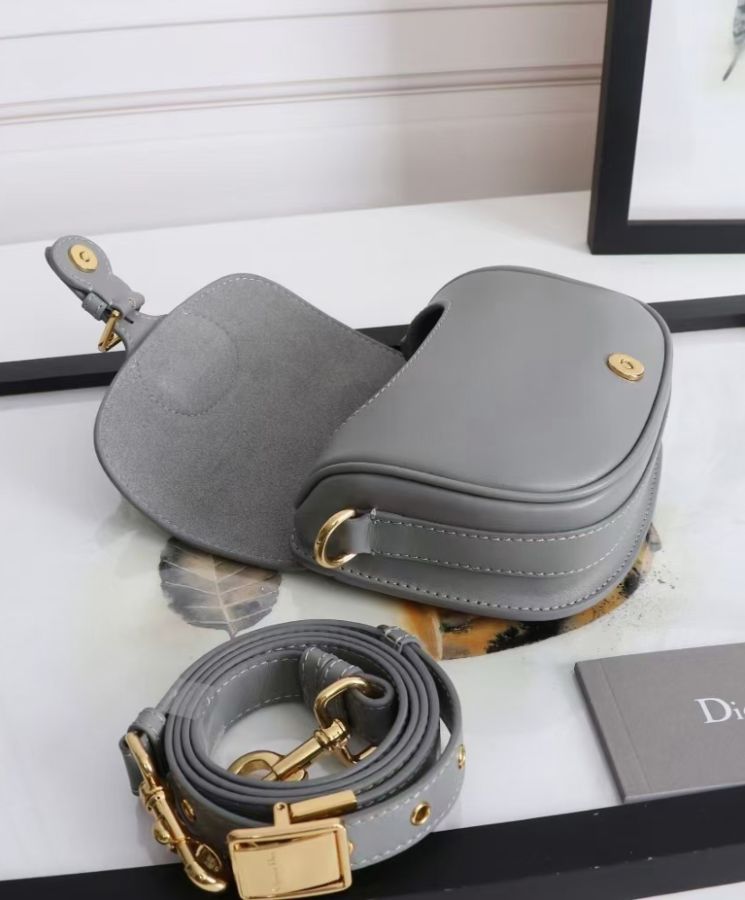 Di.ar Small Bobby Bag, Gray Di.ar Bag, Hobo Style Di.ar Bag, Di.ar Bag with Military Buckle