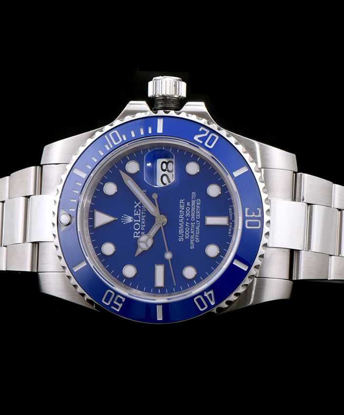 Ro.le.x Stainless Steel Submariner, Luxury Watch, Stainless Steel Watch, Blue Submariner