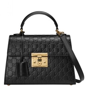 G.U.C.C Padlock Small, G.U.C.C Signature Top Handle Bag, Luxury Leather Bag, G.U.C.C 453188