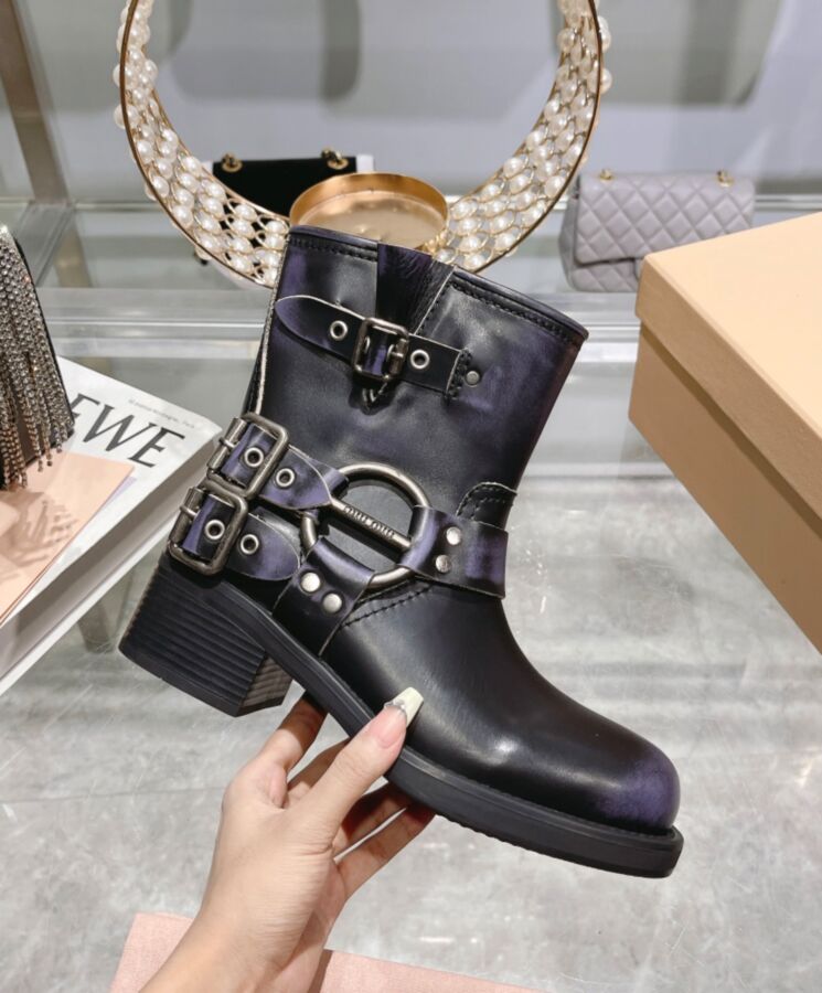 Miu*miu Women’s Vintage-look, Leather Booties Black, Vintage Leather Boots, Miu Miu, Women's Footwear