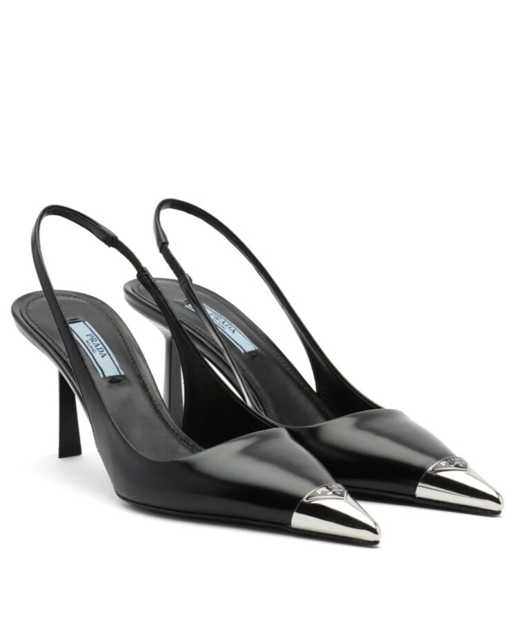 Pra.-da Women’s Brushed Leather Slingback Pumps Black