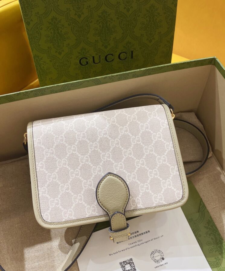 G.U.C.C Mini Shoulder Bag With Interlocking G Cream