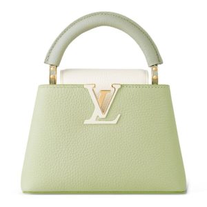 L.*V Capucines, Taurillon Leather Handbag, Mini M22916 Green, Luxury Handbag, Cross-Body Carry, Color Block Handbag