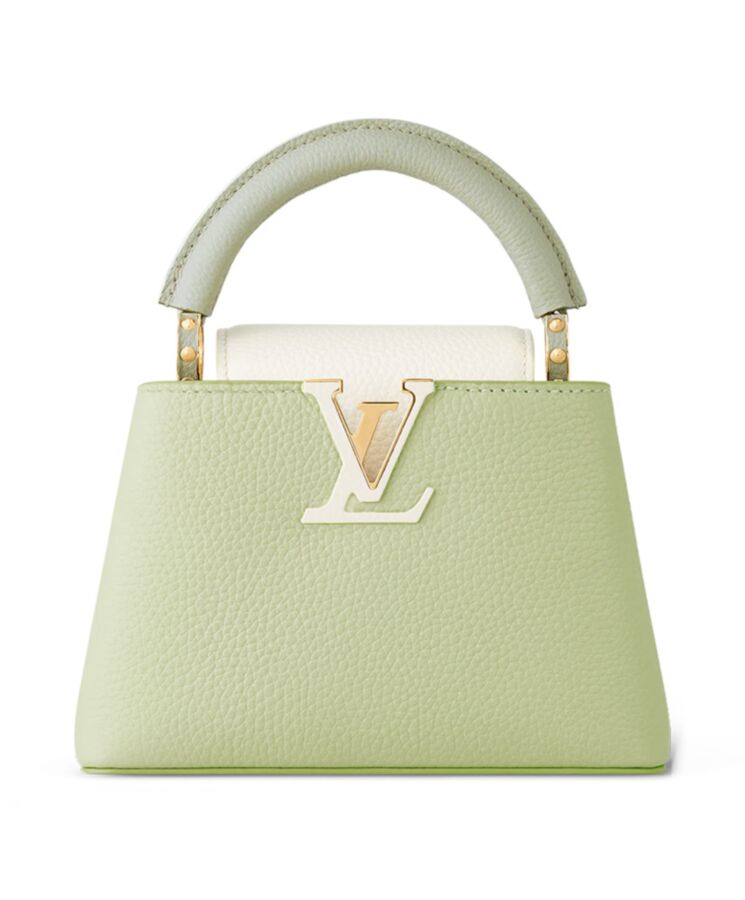 L.*V Capucines, Taurillon Leather Handbag, Mini M22916 Green, Luxury Handbag, Cross-Body Carry, Color Block Handbag