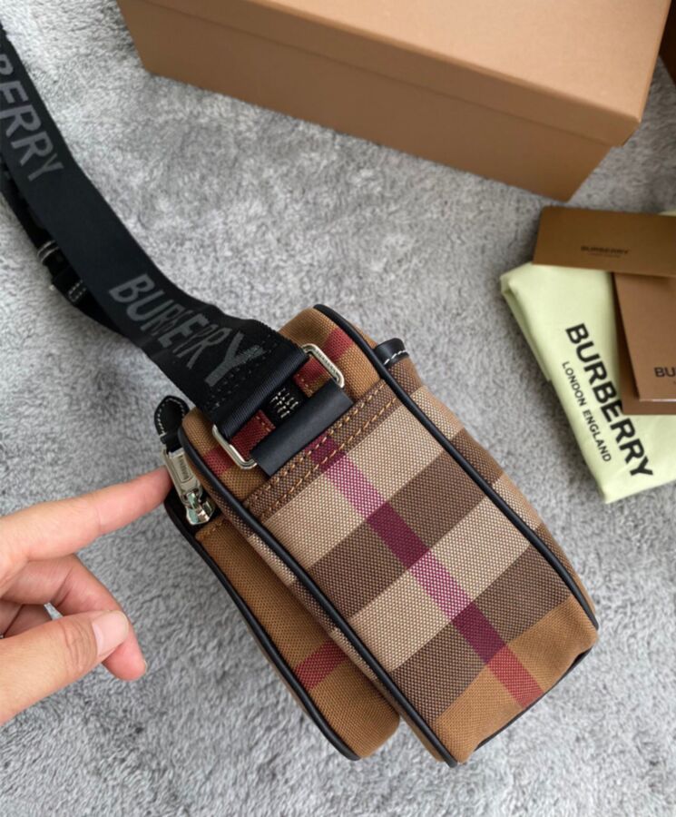 Bur.berri Check Cotton Crossbody Bag Coffee