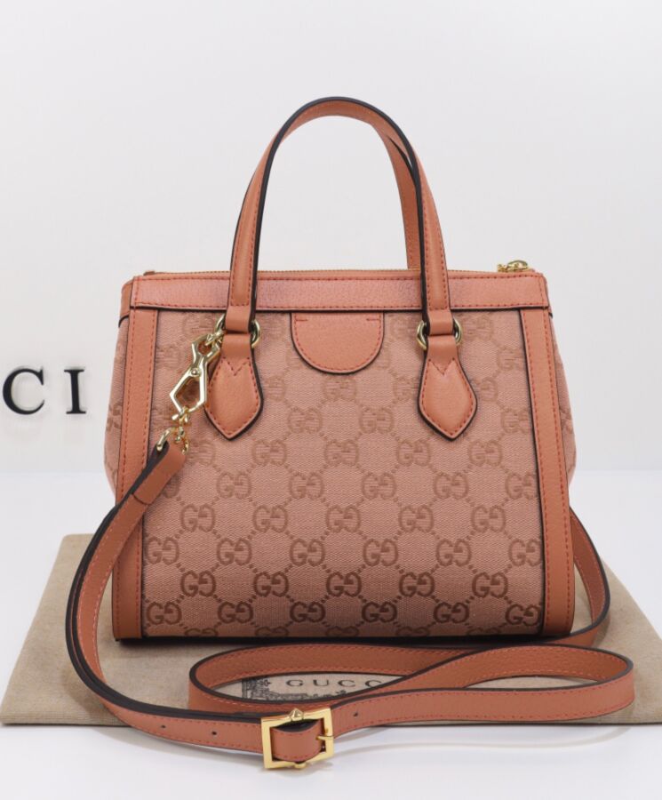 G.U.C.C Ophidia GG, GG Canvas, Pink Tote Bag, Rose Gold Hardware, Luxury Accessory