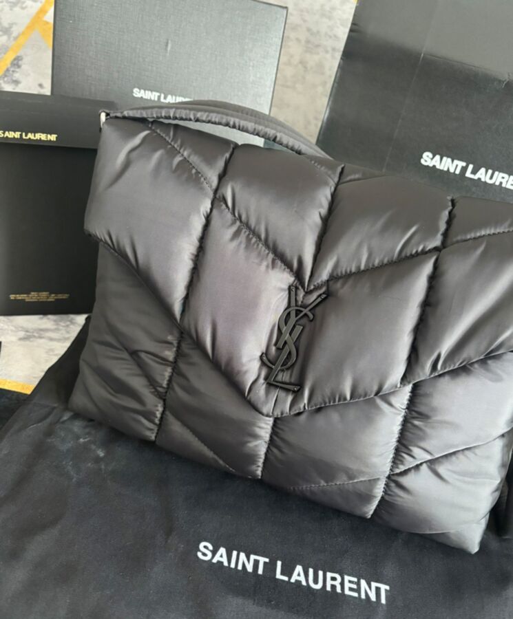 Saint.Lau.rent Puffer Messenger Bag In Econyl Regenerated Nylon Black