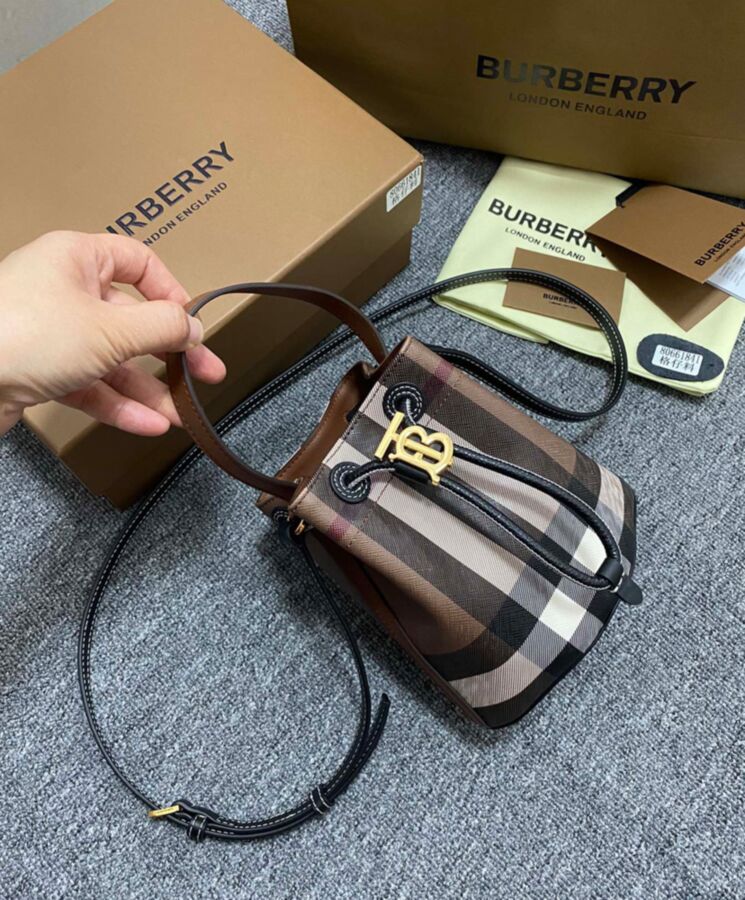 Bur.berri Mini TB Bucket Bag Coffee