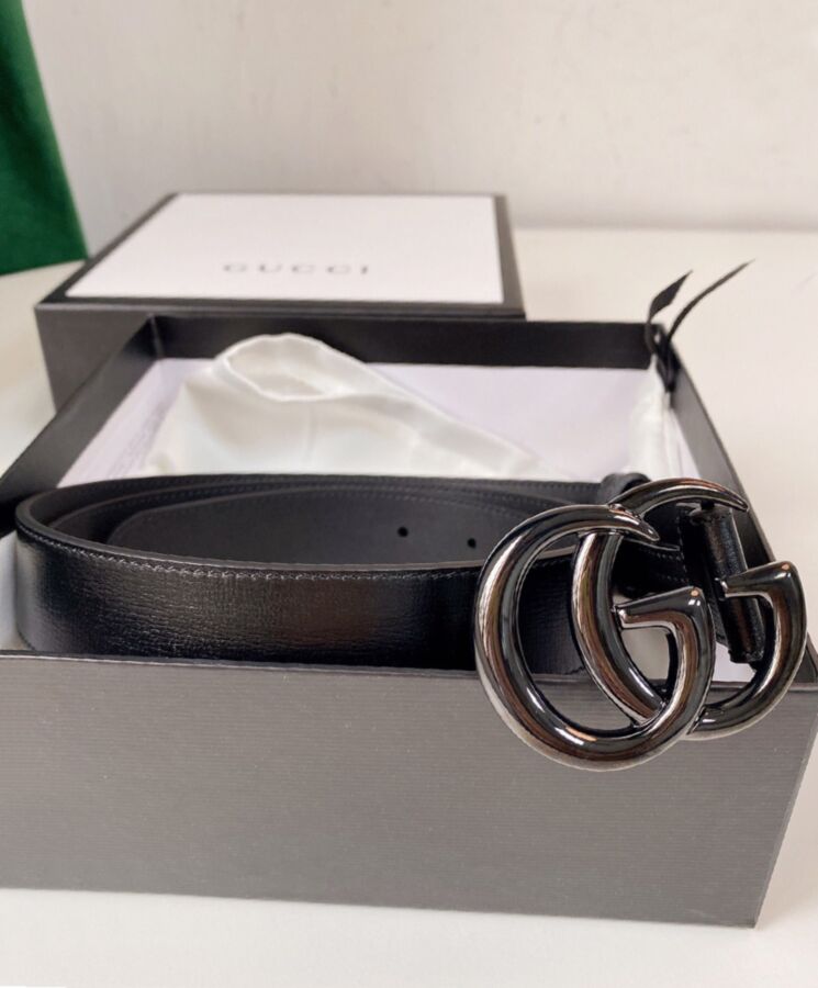 G.U.C.C GG Marmont Thin Belt Black