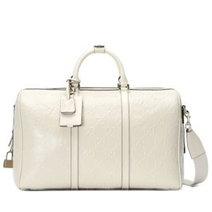 G.U.C.C GG Embossed, Luxury Leather Bag, Duffle Bag 625768, Chrome-Free Tanning, Carry-On Bag