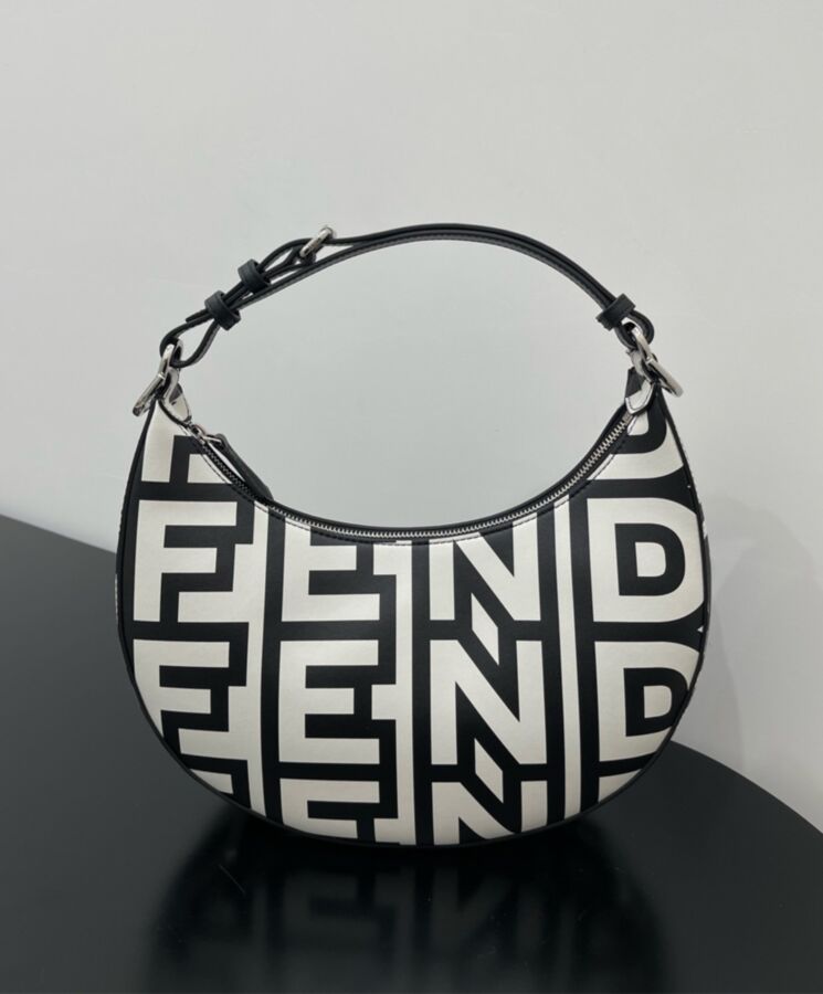 Fen.di Fen.digraphy Small Two-tone printed leather Fen.di Roma Capsule Bag 8BR798 Black