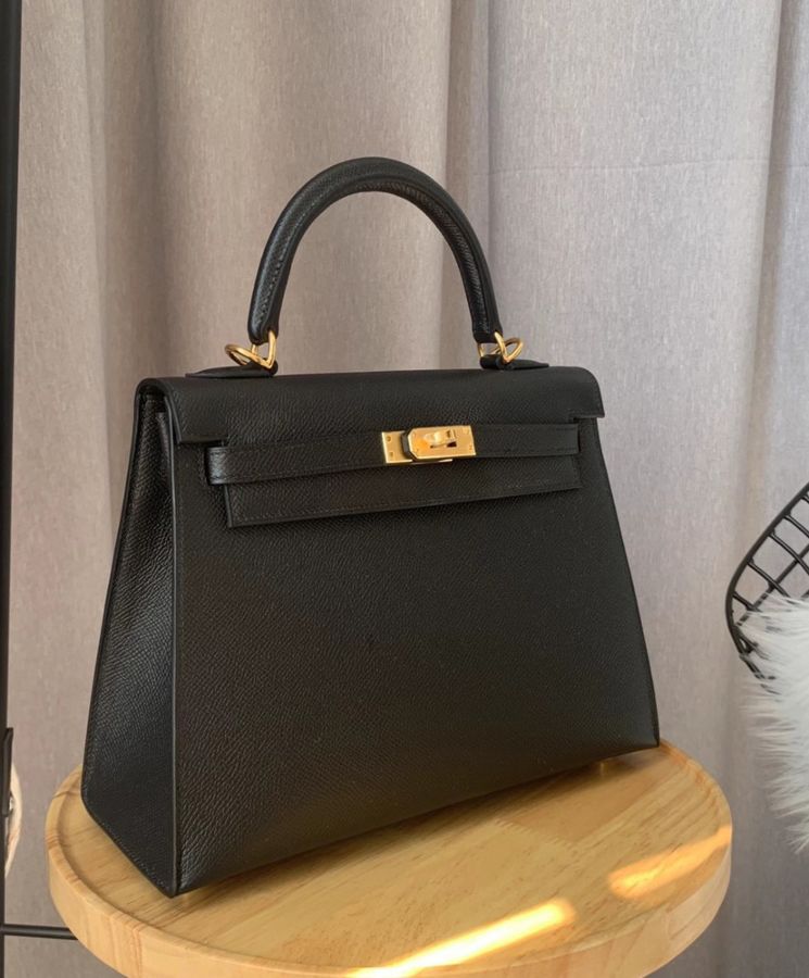 Her..mes Kelly Bag 25 Epsom Leather Black